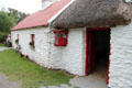 Kissane's, a small sized farm with corrugated iron roof & underthatching at Muckross Traditional Farms in Killarney National Park. Killarney, Ireland.