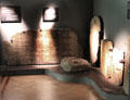 Medieval Christian tombstones at Glendalough Visitor Centre. Ireland.