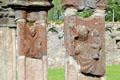 Religious carvings in reconstructed cloister enclosure at Jerpoint Abbey. Ireland.