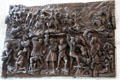 Medieval relief scene created in wood at Bunratty Castle. County Clare, Ireland.
