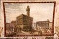 View of historic Florence painted on ceiling at Uffizi Gallery. Florence, Italy.