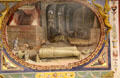 Painted view of casting of canons on ceiling at Uffizi Gallery. Florence, Italy.