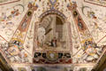 Painted view of life in Renaissance Florence on ceiling at Uffizi Gallery. Florence, Italy.