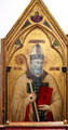 St Nicholas panel detail of Madonna & Child polyptych painting by Giotto di Bondone at Uffizi Gallery. Florence, Italy.