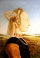Duchess of Urbino, Battista Sforza portrait by Piero della Francesca at Uffizi Gallery. Florence, Italy.