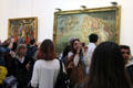 Crowds before Botticelli paintings at Uffizi Gallery. Florence, Italy.