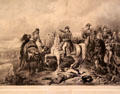 Decisive French victory of Napoleon over Italians at Marengo on June 14, 1800 graphic by J.L.H. Bellange at Risorgimento Museum. Turin, Italy.