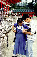 Couple at Heian Shrine in Kyoto. Japan.