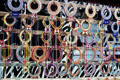 Beaded Masai collars for sale in Narok on way to Masai Mara National Reserve. Kenya.