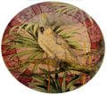 Fine earthenware with polychrome decoration round platter depicting a cockatoo on a branch made by Villeroy & Boch at Septfontaines-lez-Luxembourg at National Museum of History & Art. Luxembourg, Luxembourg