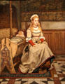 Young Mother at her Child's Cradle painting by Willem Linnig at Villa Vauban Museum. Luxembourg, Luxembourg.