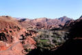 Green oasis in Gorges du Dadès ringed by barren hills. Morocco.