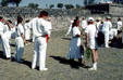 Spring equinox celebrants wear white & red at Teotihuacán. Mexico.