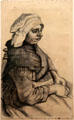 Seated woman drawing by Vincent van Gogh at Van Gogh Museum. Amsterdam, NL.