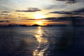 Sunset over the water of Sepik River. Papua New Guinea.