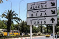 Direction signs to Algeria in suburbs. Tunis, Tunisia.