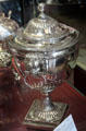 Silver tea urn with lion handles by James McKay of Edinburgh at Museum of Edinburgh. Edinburgh, Scotland.