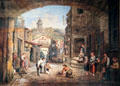 Robert Burns monument from Campbell's Close, Canongate watercolor by John Bell at Writers' Museum. Edinburgh, Scotland.