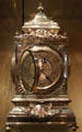 Silver bracket clock by W.W. Logan of Edinburgh at National Museum of Scotland. Edinburgh, Scotland.