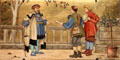 The Justice tile from Seven Ages of Man by Henry Stacy Marks made by Minton's Art Studio Pottery of London at National Museum of Scotland. Edinburgh, Scotland.