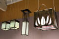 Hanging light fixtures for 14 Kingsborough Gardens by Charles Rennie Mackintosh at National Museum of Scotland. Edinburgh, Scotland.