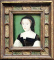 Mary of Guise portrait in Renaissance frame by Corneille de Lyon at National Portrait Gallery of Scotland. Edinburgh, Scotland.