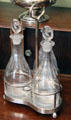 Silver cruet set & stand in dining room at Georgian House museum. Edinburgh, Scotland.
