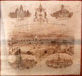 Souvenir handkerchief showing buildings of International Exhibition of Science, Art & Industry, Glasgow at Kelvingrove Art Gallery. Glasgow, Scotland.