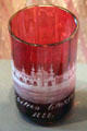 Souvenir ruby glass from International Exhibition of Science, Art & Industry, Glasgow at Kelvingrove Art Gallery. Glasgow, Scotland.