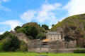 Dumbarton Castle on Rock of the Clyde which controls access to River Clyde. Glasgow, Scotland