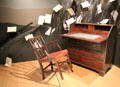 Parlor chair & writing desk both used by Robert Burns at Robert Burns Birthplace Museum. Alloway, Scotland.