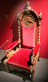 Chair made from wood of Kilmarnock printing press which had printed the first editions of Burn's poems at Robert Burns Birthplace Museum. Alloway, Scotland.