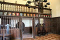 Wooden screen in Lord's Hall at Doune Castle. Doune, Scotland.