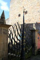 Sculpted metal gate beside Abbot House. Dunfermline, Scotland.