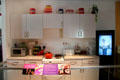 1990s kitchen at Dunfermline Carnegie Library Museum. Dunfermline, Scotland.