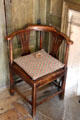 Corner chair in Lairds room at Culross Palace. Culross, Scotland.