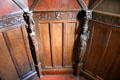 Wood carvings on walls in octagonal tower room at Abbotsford House. Melrose, Scotland.