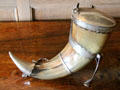 Mounted buffalo horn cup with arms of Sir Walter Scott at Abbotsford House. Melrose, Scotland.