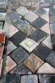 Ancient abbey floor tiles in museum at Melrose Abbey. Melrose, Scotland