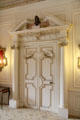 Doorway with pediment & bust ante drawing room at Thirlestane Castle. Scotland.