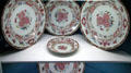 Famille rose porcelain plates at Traquair House. Scotland.