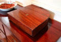 Bible or document box in King's room at Traquair House. Scotland.