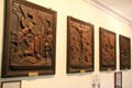 Stations of the cross carvings in chapel at Traquair House. Scotland.