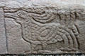 Plumed bird carved on Pictish story stone at St Vigeans Museum. Arbroath, Scotland.