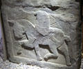 Pictish grave marker with horse & rider at St Vigeans Museum. Arbroath, Scotland.