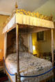Queen Mother's bedroom with crewel work cover by Philippa Turnbull at Glamis Castle. Angus, Scotland