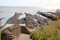 View of rocky shoreline from St Andrews Castle. St Andrews, Scotland.