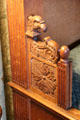 Carved eagle on royal bed copy in Queen's bedchamber at Falkland Palace. Falkland, Scotland.