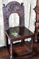 Chair carved with figure in Queen's bedchamber at Falkland Palace. Falkland, Scotland.