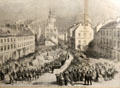 Print of Burns Centenary Festival Procession on Dumfries High St. at Robert Burns House. Dumfries, Scotland